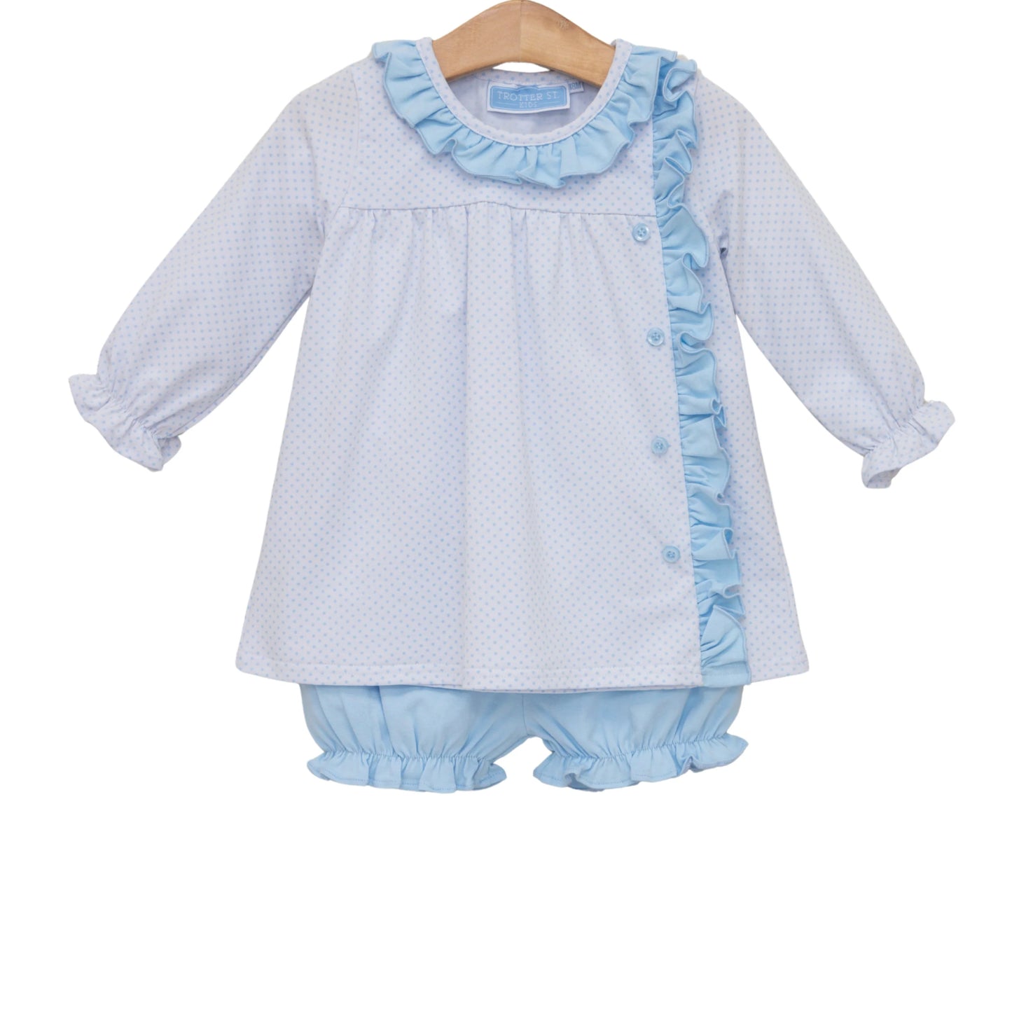 Trotter Street Kids Light Blue Bitty Dot Bloomer Set