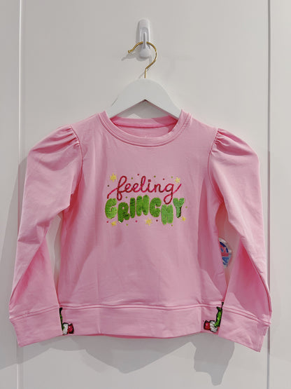 Azarhia Pink Sequin Feelin Grinchy Holly Top