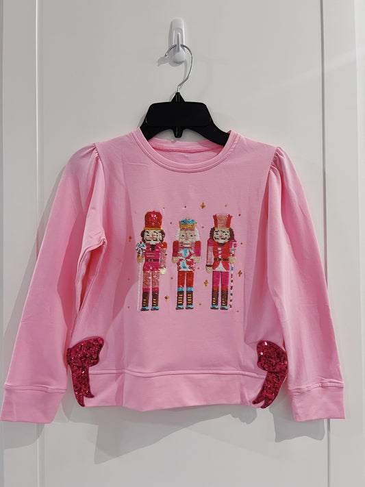 Azarhia Hot Pink Sequin Nutcracker Holly Top