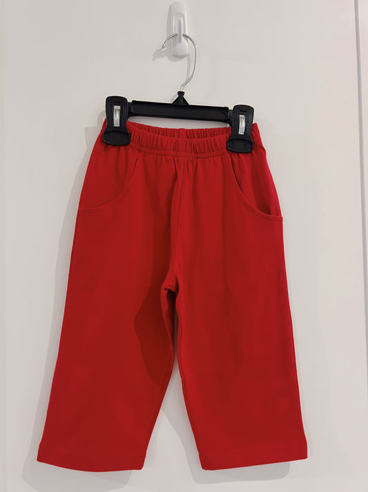 Lily Pads Boys Red Jersey Pants with Pockets