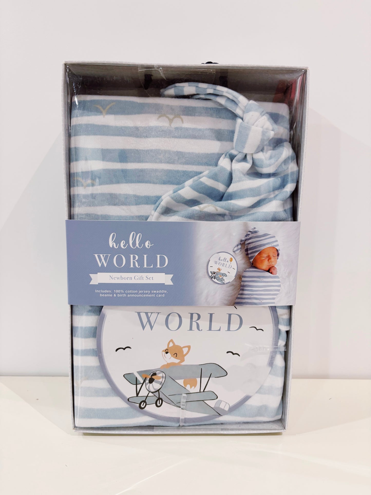 Blue Stripes Hello World Gift Set