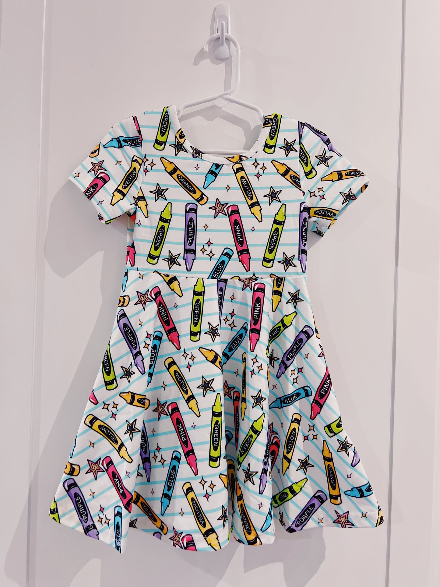 Back to School Pencil Print Twirl Dress