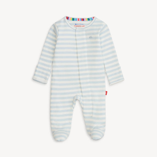 Magnetic Me Blue Stripe Organic Cotton Footie