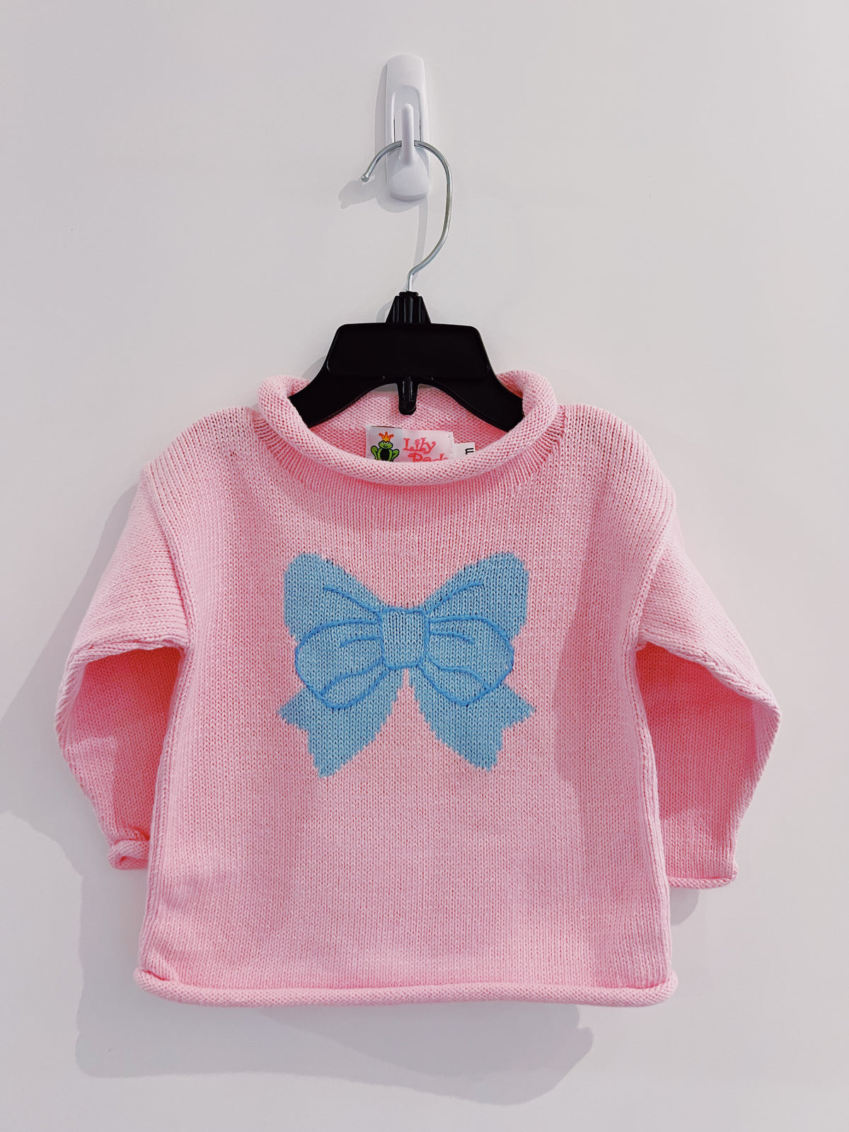 Lily Pads Girls New Light Pink Bow Roll Neck Sweater
