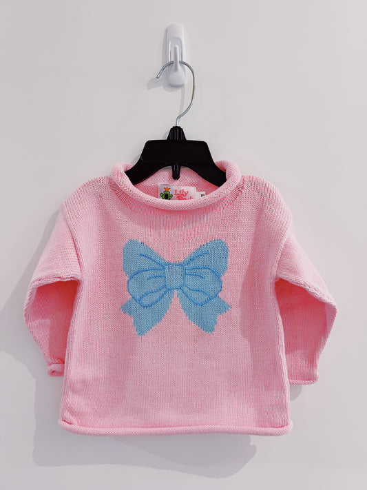 Lily Pads Girls New Light Pink Bow Roll Neck Sweater