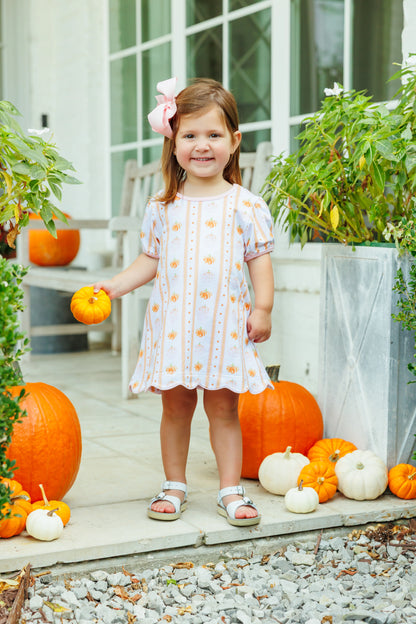 Trotter Street Kids Pumpkin Patch Scalloped Dress