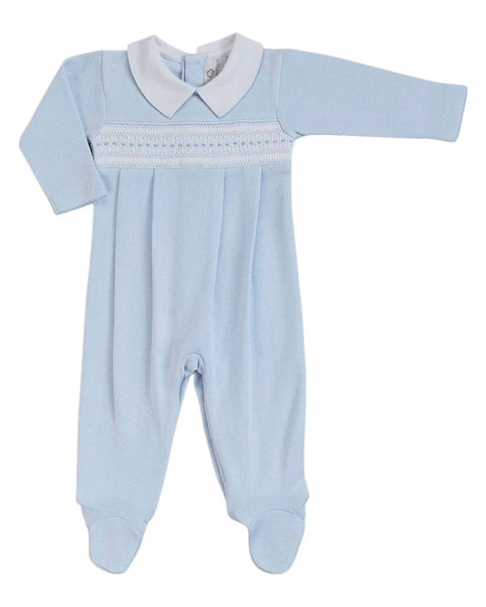 Mio Cotton Blue Special Knit Smocked Footie