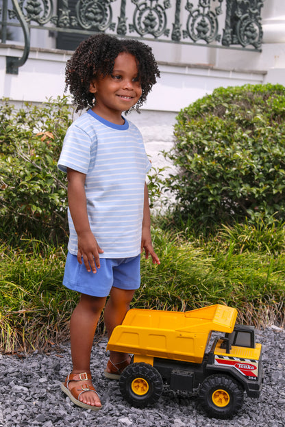 Sky Blue Stripe Drew Short Set