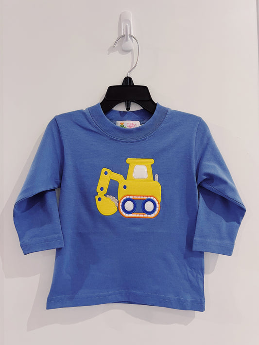 Lily Pads Boys New Streel Blue Retro Excavator L/S Tee
