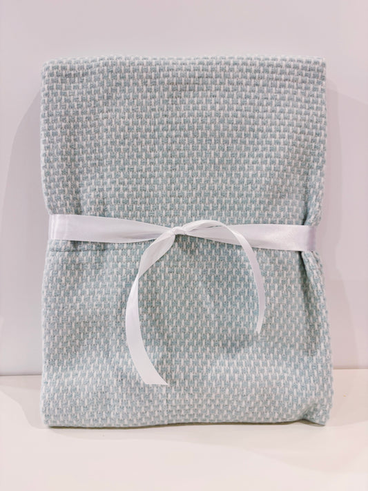Blue Cotton Blend Fringed Baby Blanket