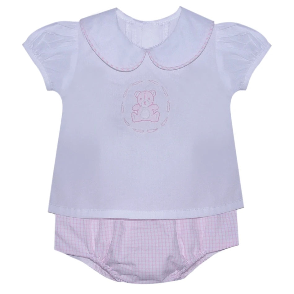 Baby Sen Pink Bailey Teddy Bear Diaper Set