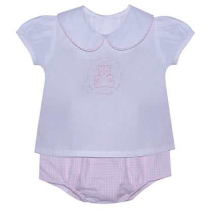 Baby Sen Pink Bailey Teddy Bear Diaper Set