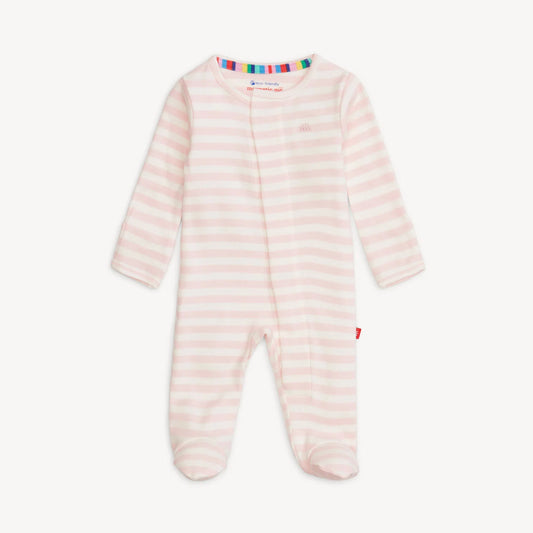 Magnetic Me Pink Stripe Organic Cotton Footie