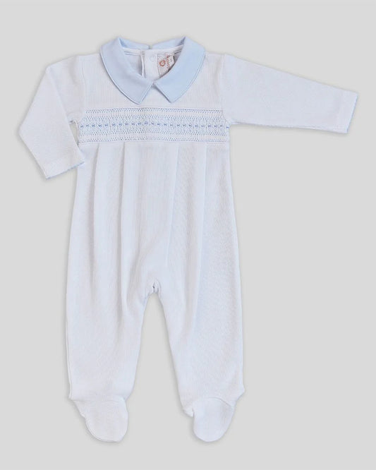 Mio Cotton White Special Knit Smocked Footie