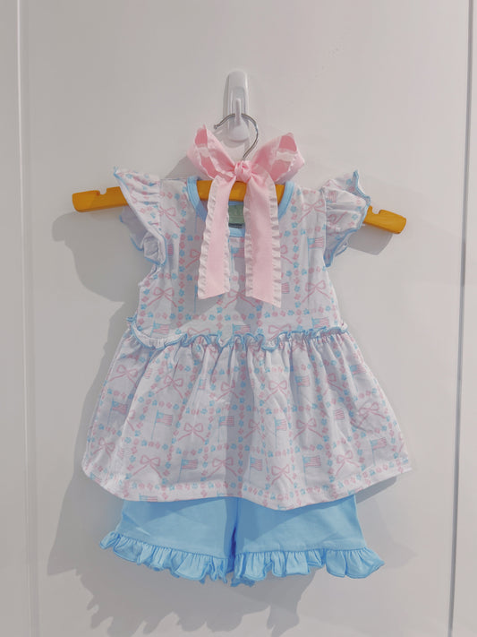 USA Flags Twirl Short Set