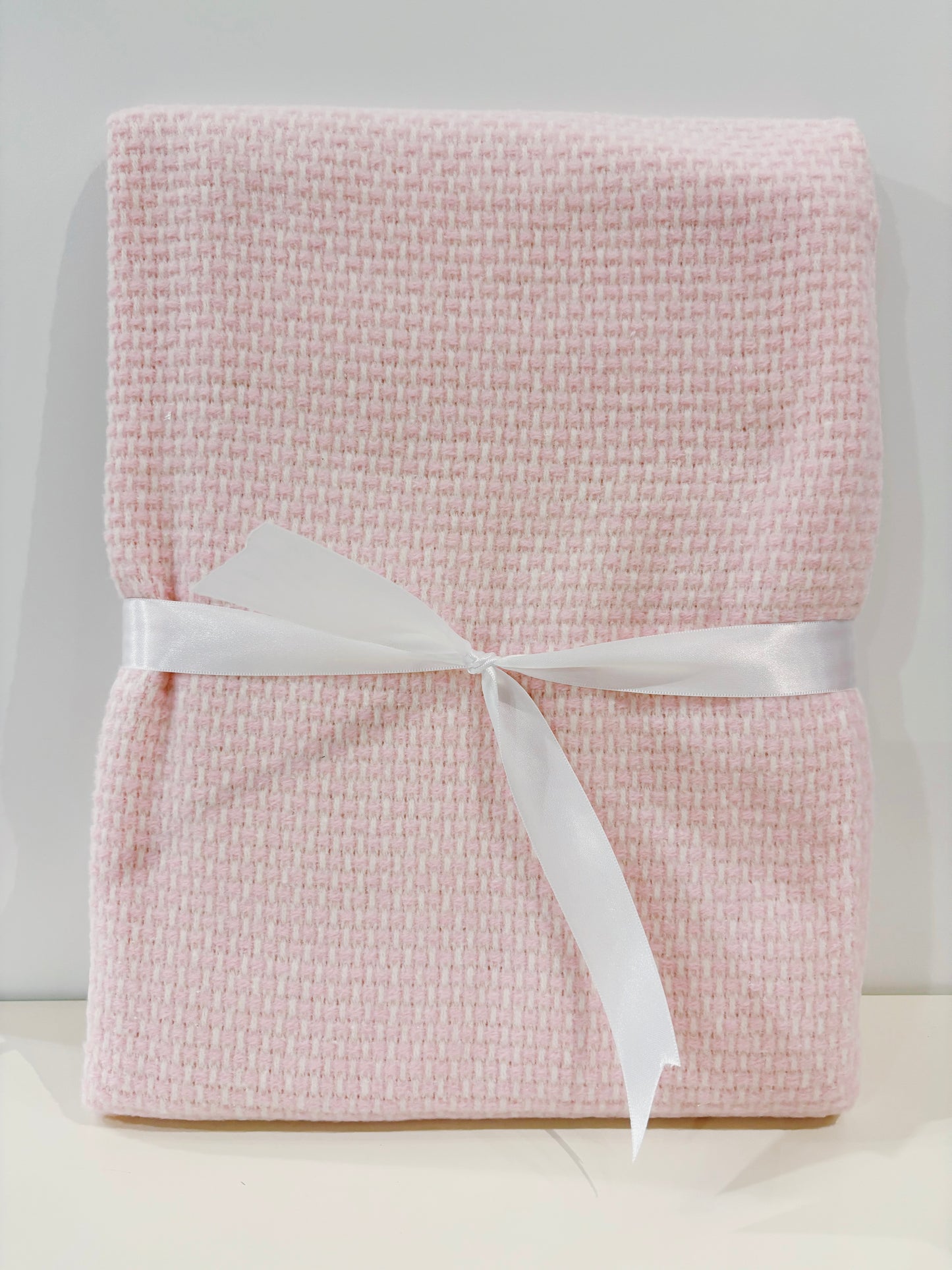 Pink Cotton Blend Fringed Baby Blanket