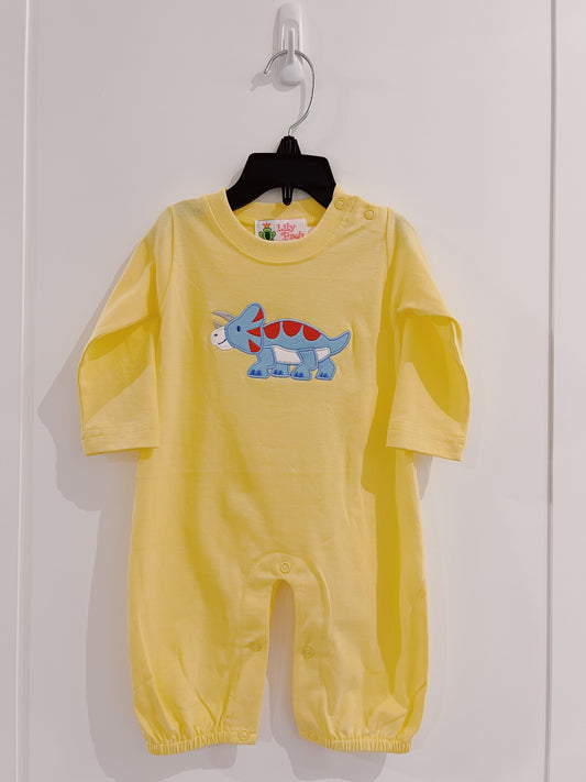 Lily Pads Yellow Triceratops Bubble Romper