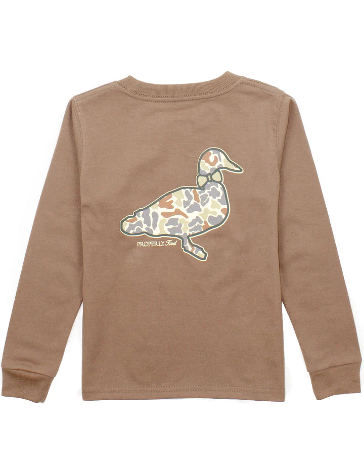 Properly Tied Walnut L/S Field Camo Logo Tee