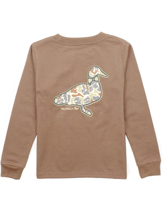 Properly Tied Walnut L/S Field Camo Logo Tee