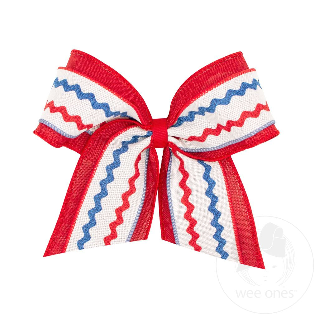 Red/White/Blue Linen Cheer Bow