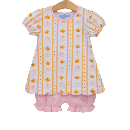Trotter Street Kids Pumpkin Patch Scalloped Bloomer Set