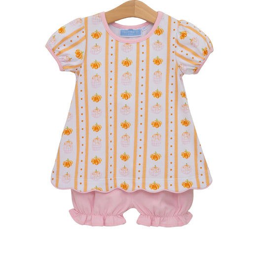 Trotter Street Kids Pumpkin Patch Scalloped Bloomer Set