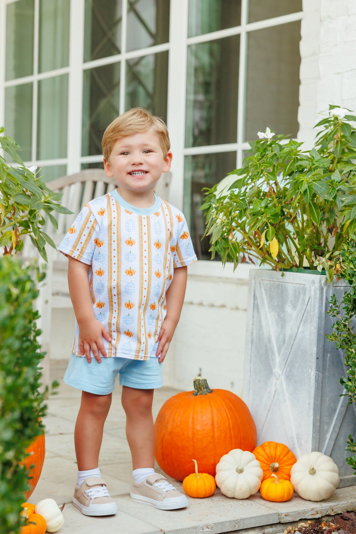 Trotter Street Kids Pumpkin Patch Short Set