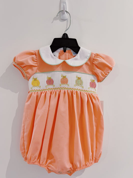 LuLu BeBe Smocked Pumpkin Girl Bubble