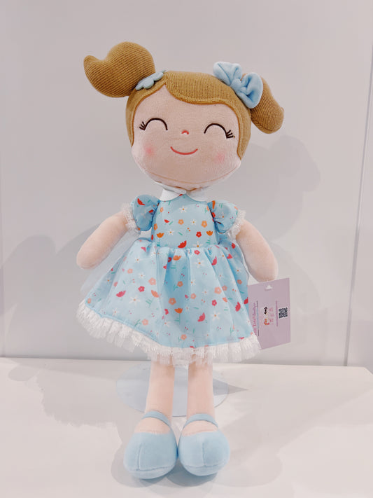 16" Plus Doll- Blue Floral Dress/Light Brown Hair