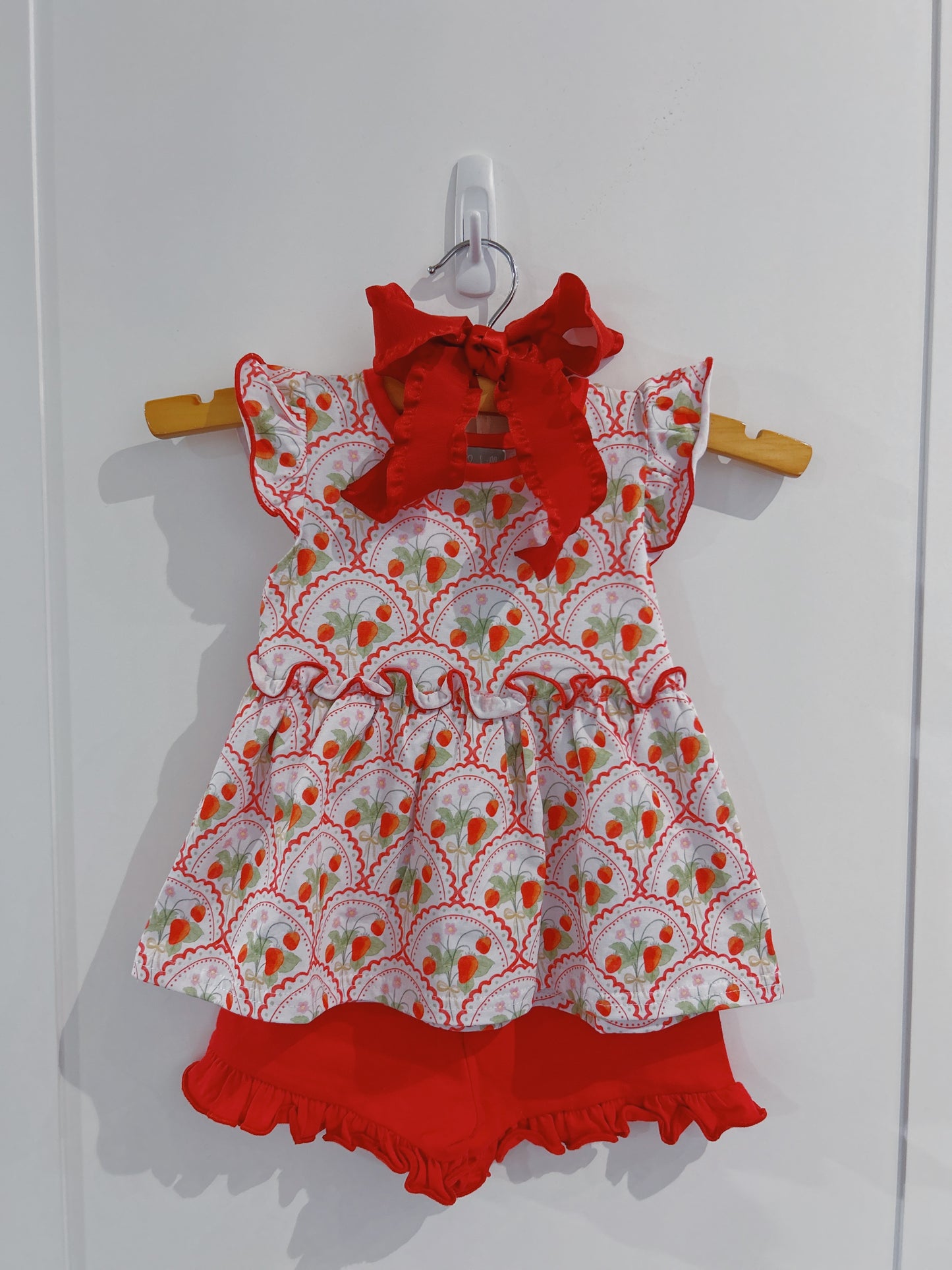 Strawberries Twirl Short Set