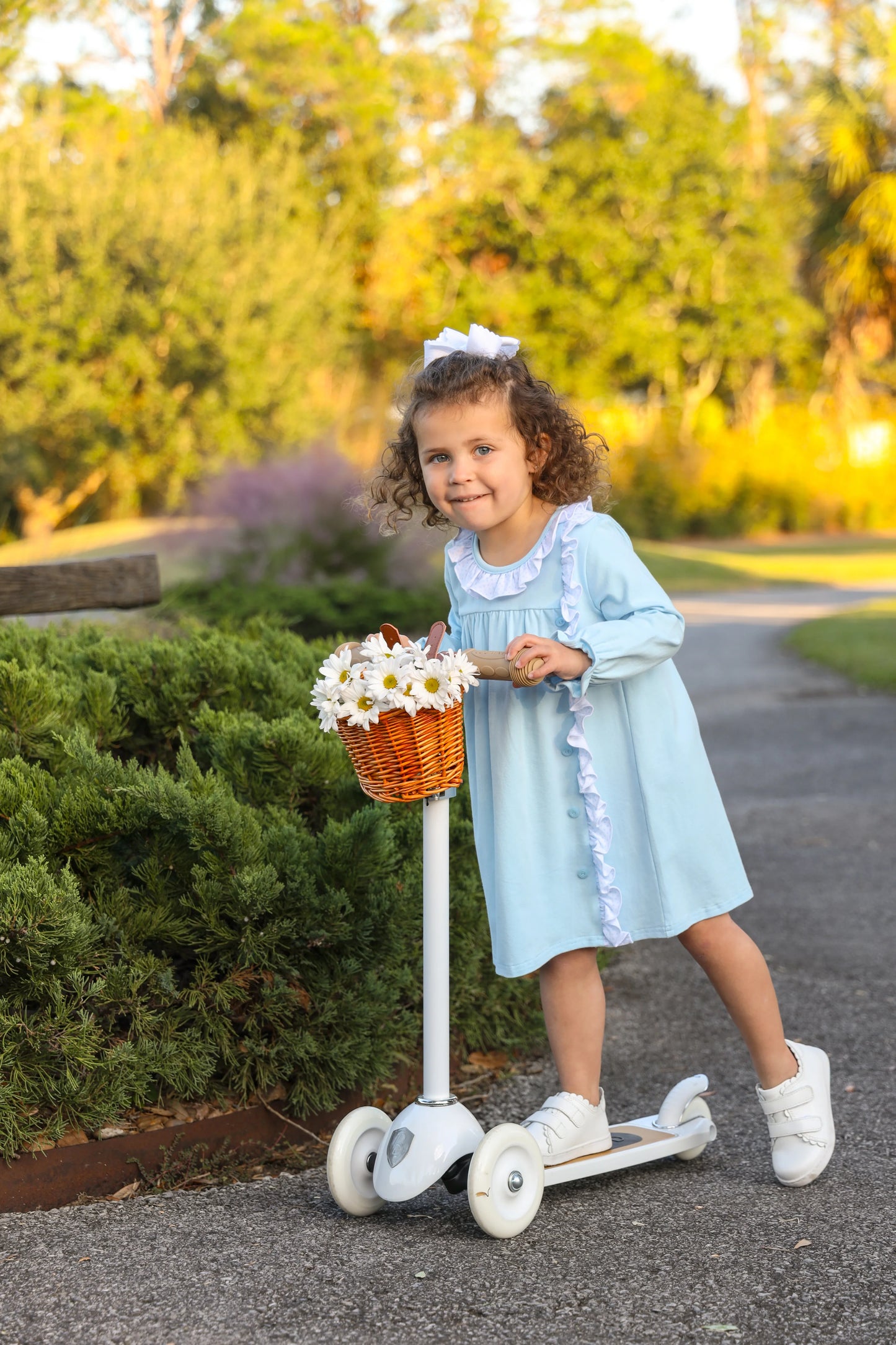 Trotter Street Kids Light Blue Bitty Dot Lucille Dress
