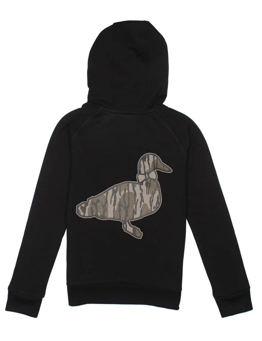 Properly Tied Mossy Oak Black Bottomland Camo Logo Hoodie