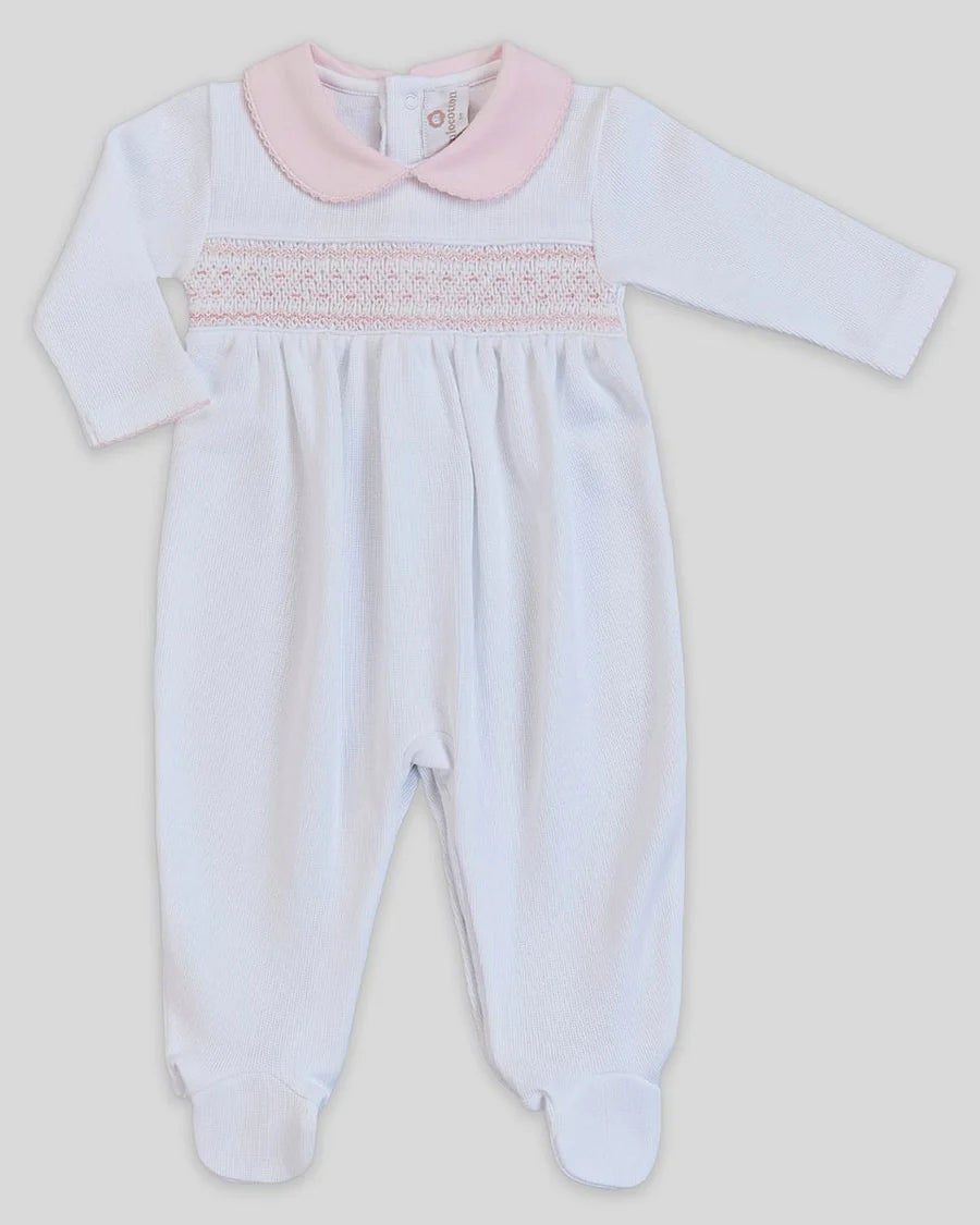 Mio Cotton White Special Knit Smocked Daphne Footie