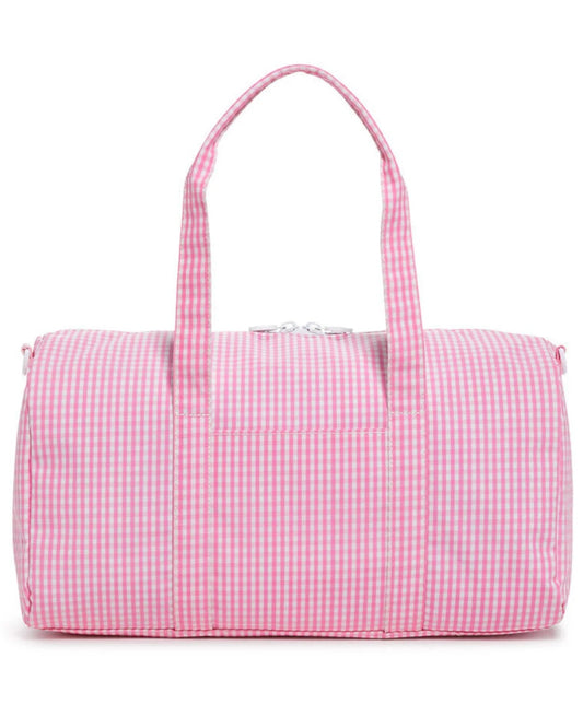 TRVL Pink Gingham Weekender Duffel Bag