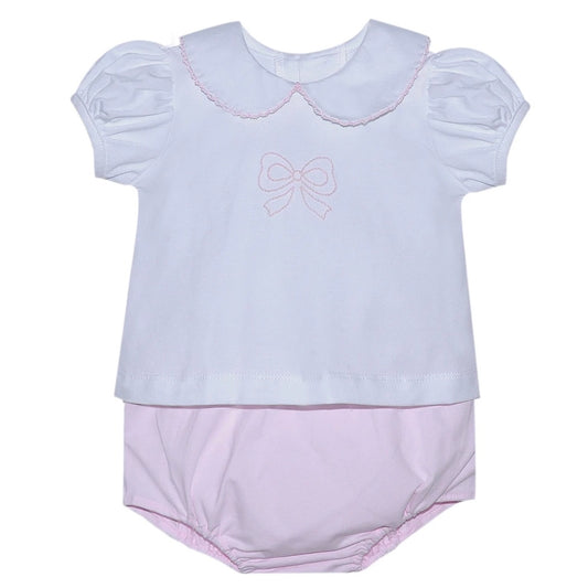 Baby Sen White Bailey Bow Diaper Set