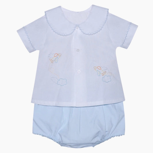 Baby Sen Blue Avery Airplane Diaper Set