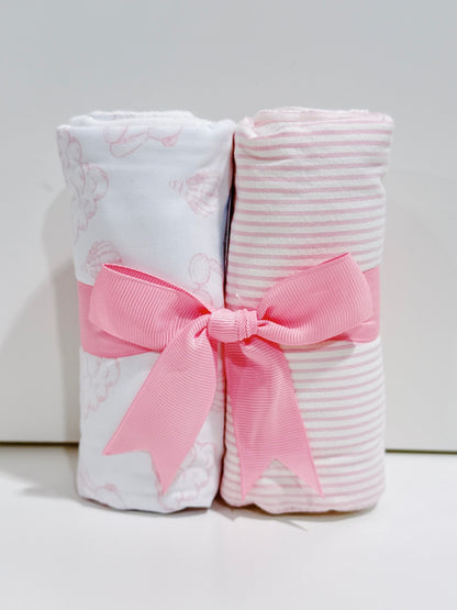 Pink Teddy Bear Set of 2 Burp Cloths