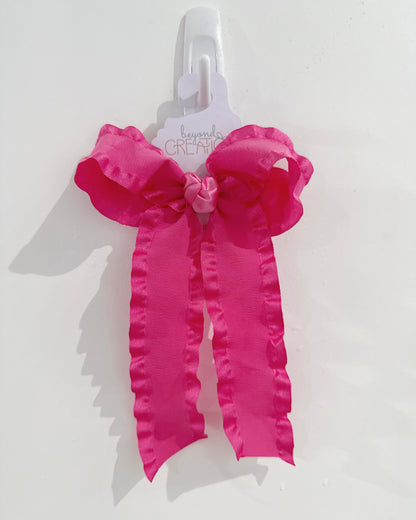 1.5" Double Ruffle Ribbon Bow with Tails