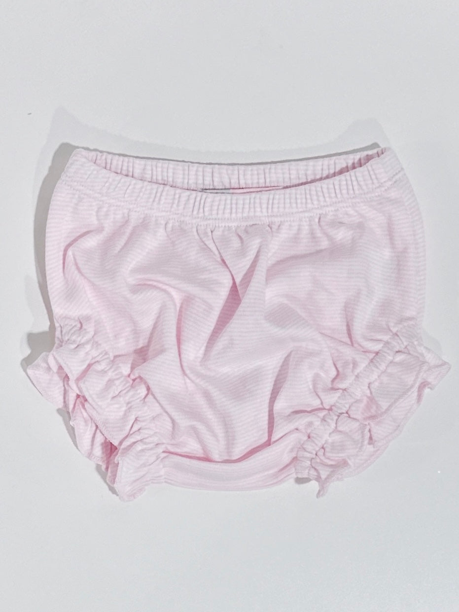 Light Pink Mini Stripe Lily Pads Knit Ruffle Bloomers