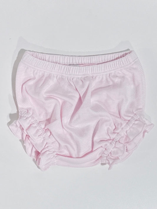 Light Pink Mini Stripe Lily Pads Knit Ruffle Bloomers