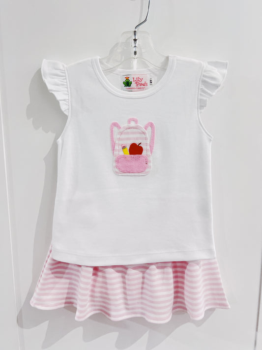 Pink Stripe Backpack Skort Set