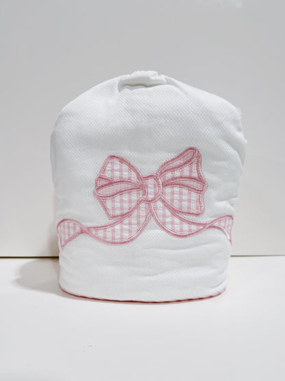 Pink Bow Applique Everykid Hooded Towel