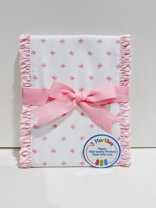 Pink Bow Fancy Fabric Burp Cloth
