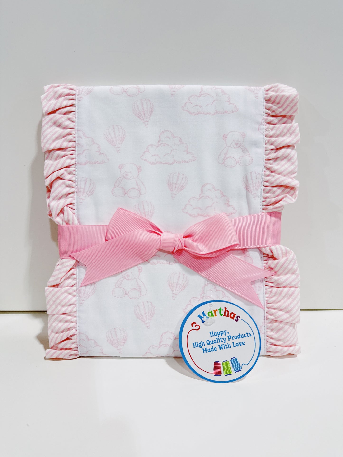 Pink Teddy Bear Fancy Fabric Burp Cloth