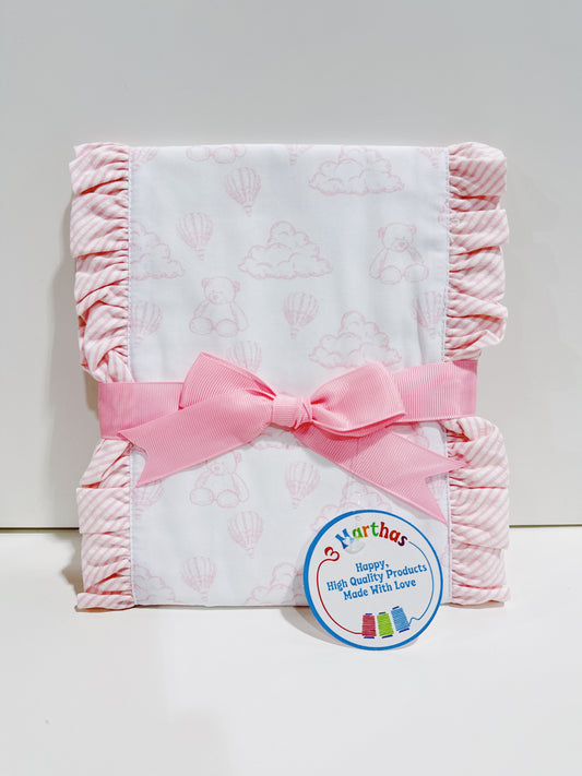 Pink Teddy Bear Fancy Fabric Burp Cloth