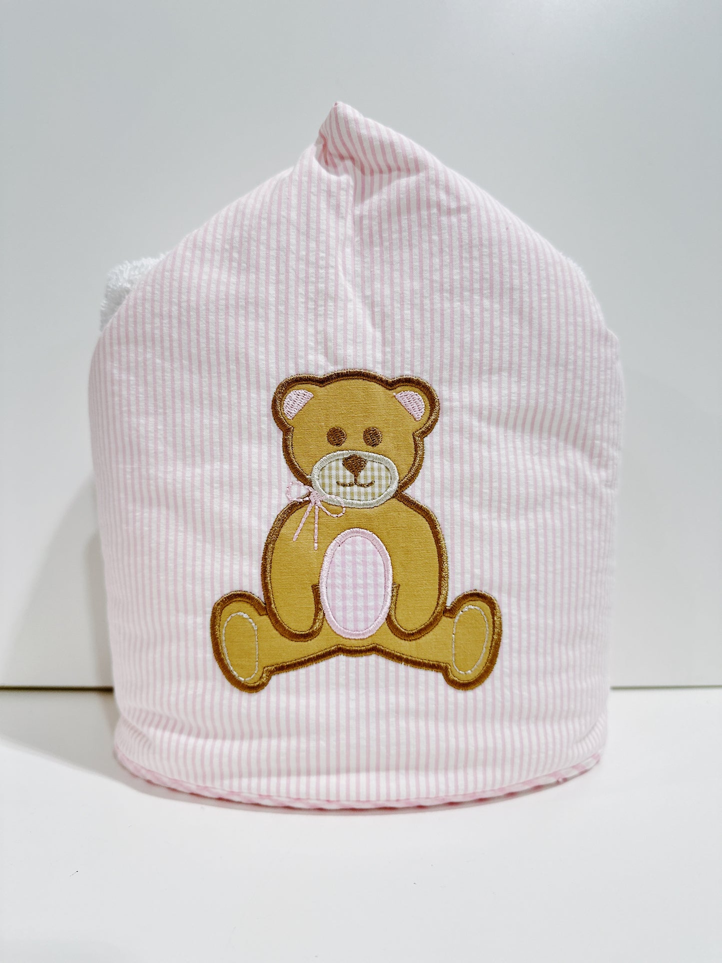 Pink Teddy Bear Applique Everykid Hooded Towel