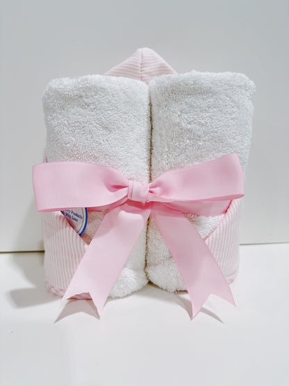 Pink Teddy Bear Applique Everykid Hooded Towel