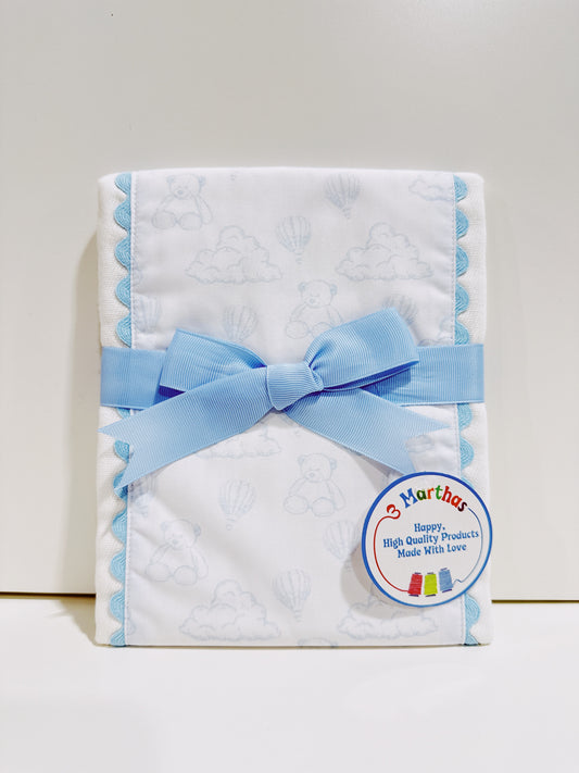 Blue Teddy Bear Fancy Fabric Burp Cloth