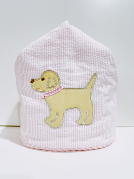Pink Puppy Applique Everykid Hooded Towel