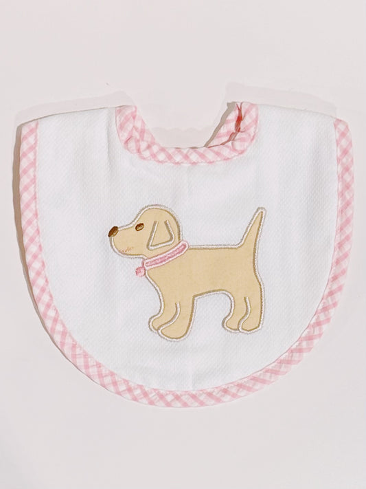 Pink Puppy Applique Bib